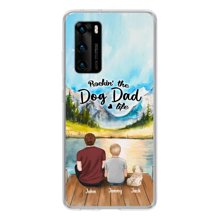 Custom Personalized Dog Mom/Dog Dad Phone Case - Single Mom/Single Dad with 1 Kid and 1 Pet - Rockin' The Dog Dad Life