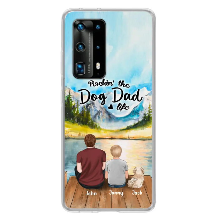 Custom Personalized Dog Mom/Dog Dad Phone Case - Single Mom/Single Dad with 1 Kid and 1 Pet - Rockin' The Dog Dad Life