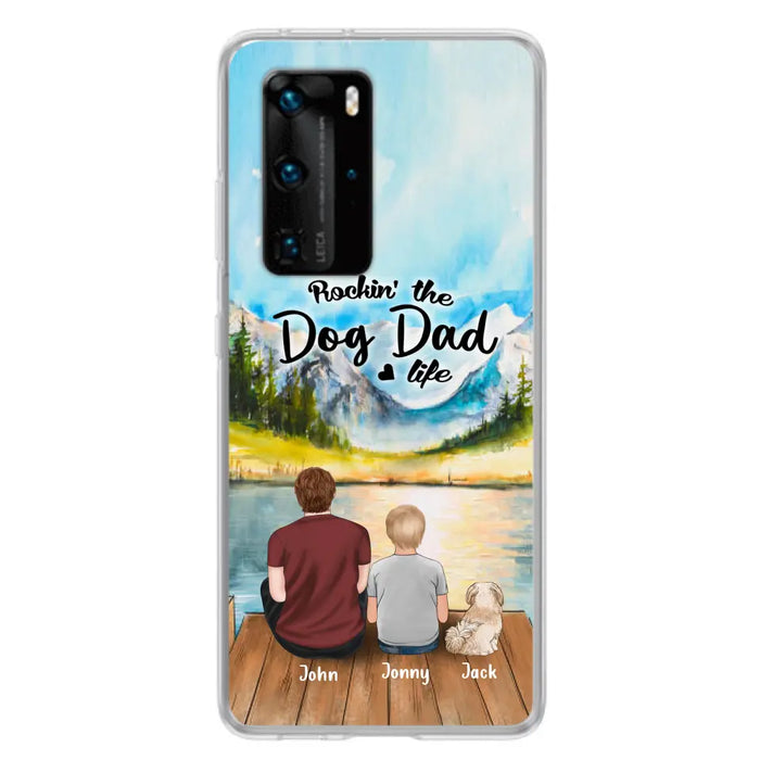 Custom Personalized Dog Mom/Dog Dad Phone Case - Single Mom/Single Dad with 1 Kid and 1 Pet - Rockin' The Dog Dad Life