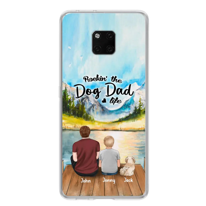 Custom Personalized Dog Mom/Dog Dad Phone Case - Single Mom/Single Dad with 1 Kid and 1 Pet - Rockin' The Dog Dad Life