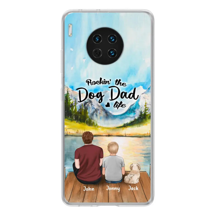 Custom Personalized Dog Mom/Dog Dad Phone Case - Single Mom/Single Dad with 1 Kid and 1 Pet - Rockin' The Dog Dad Life