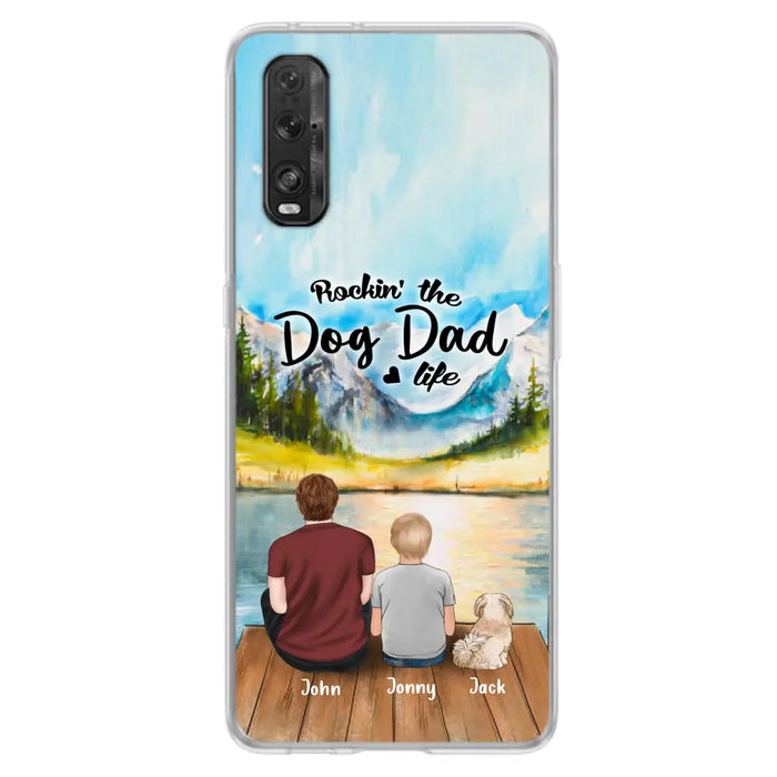 Custom Personalized Dog Mom/Dog Dad Phone Case - Single Mom/Single Dad with 1 Kid and 1 Pet - Rockin' The Dog Dad Life