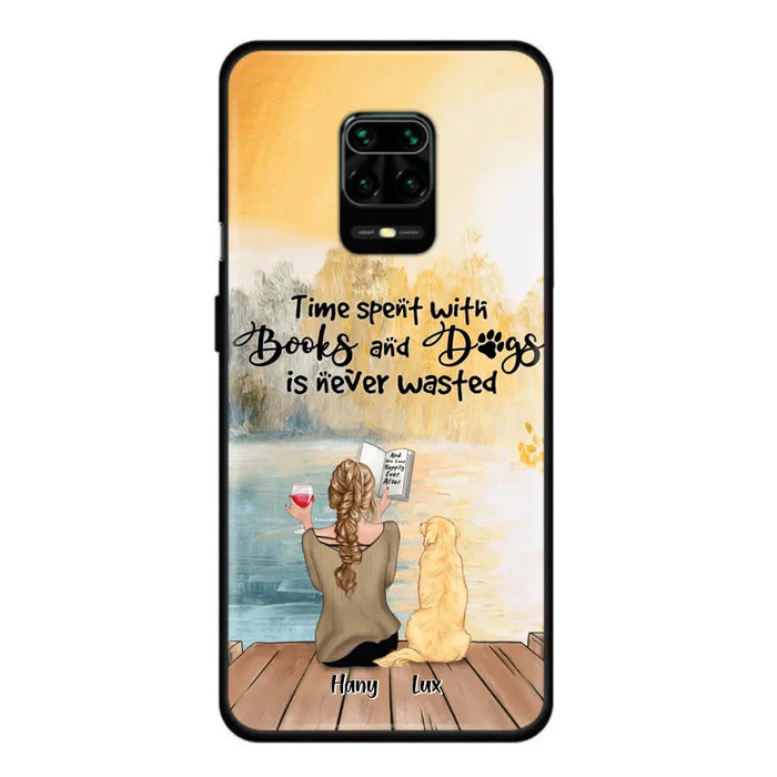 Custom Personalized Dog Book Mom Phone Case - Woman With Upto 4 Dogs - Best Gift For Dog Lover - Time Spent With Books And Dogs Is Never Wasted - Case For Xiaomi, Oppo And Huawei