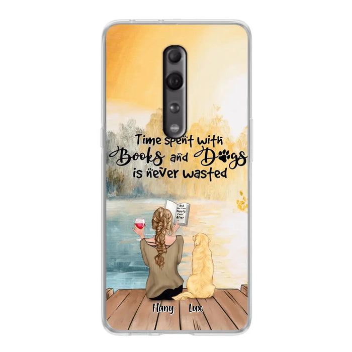 Custom Personalized Dog Book Mom Phone Case - Woman With Upto 4 Dogs - Best Gift For Dog Lover - Time Spent With Books And Dogs Is Never Wasted - Case For Xiaomi, Oppo And Huawei