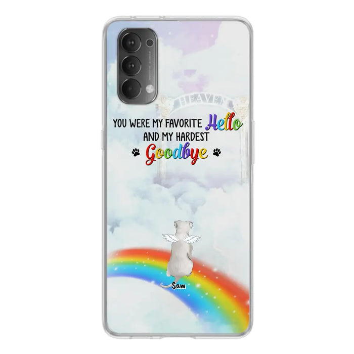 Custom Personalized Memorial Pets At Rainbow Bridge Phone Case - Upto 5 Pets - Memorial Gift For Dog Lovers/Cat Lovers - You Were My Favorite Hello And My Hardest Goodbye - For Xiaomi, Oppo And Huawei Phone Case