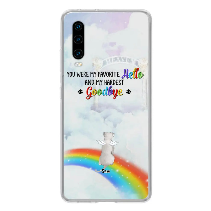 Custom Personalized Memorial Pets At Rainbow Bridge Phone Case - Upto 5 Pets - Memorial Gift For Dog Lovers/Cat Lovers - You Were My Favorite Hello And My Hardest Goodbye - For Xiaomi, Oppo And Huawei Phone Case