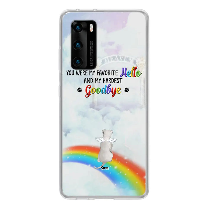 Custom Personalized Memorial Pets At Rainbow Bridge Phone Case - Upto 5 Pets - Memorial Gift For Dog Lovers/Cat Lovers - You Were My Favorite Hello And My Hardest Goodbye - For Xiaomi, Oppo And Huawei Phone Case