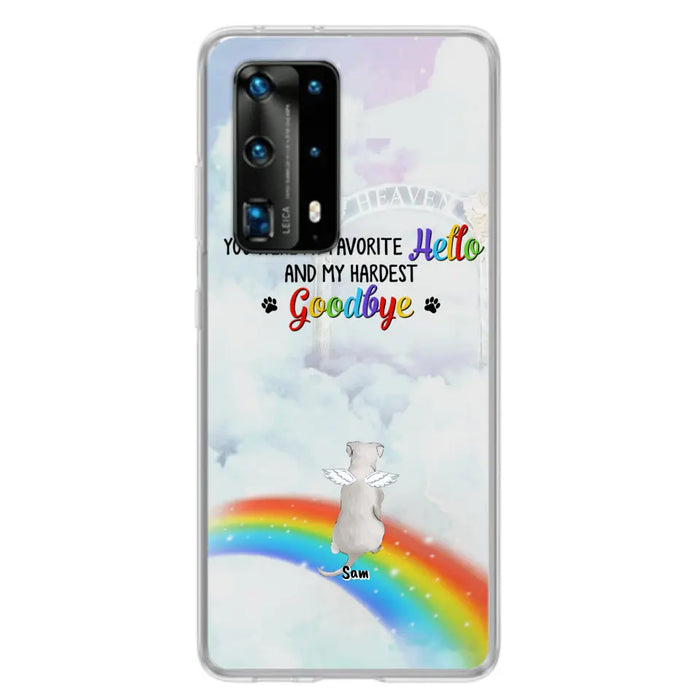 Custom Personalized Memorial Pets At Rainbow Bridge Phone Case - Upto 5 Pets - Memorial Gift For Dog Lovers/Cat Lovers - You Were My Favorite Hello And My Hardest Goodbye - For Xiaomi, Oppo And Huawei Phone Case