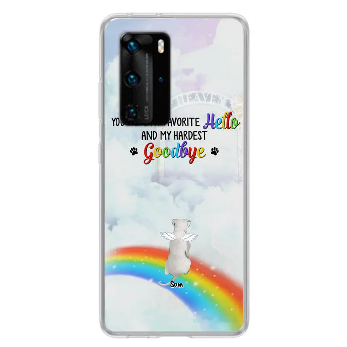 Custom Personalized Memorial Pets At Rainbow Bridge Phone Case - Upto 5 Pets - Memorial Gift For Dog Lovers/Cat Lovers - You Were My Favorite Hello And My Hardest Goodbye - For Xiaomi, Oppo And Huawei Phone Case