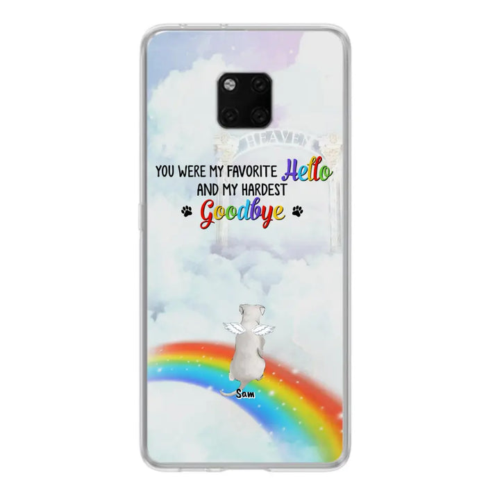 Custom Personalized Memorial Pets At Rainbow Bridge Phone Case - Upto 5 Pets - Memorial Gift For Dog Lovers/Cat Lovers - You Were My Favorite Hello And My Hardest Goodbye - For Xiaomi, Oppo And Huawei Phone Case