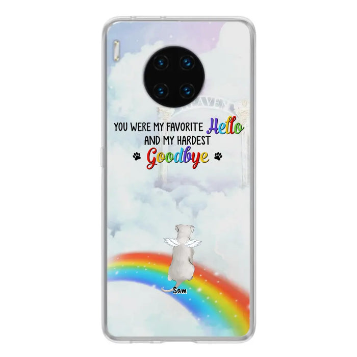 Custom Personalized Memorial Pets At Rainbow Bridge Phone Case - Upto 5 Pets - Memorial Gift For Dog Lovers/Cat Lovers - You Were My Favorite Hello And My Hardest Goodbye - For Xiaomi, Oppo And Huawei Phone Case