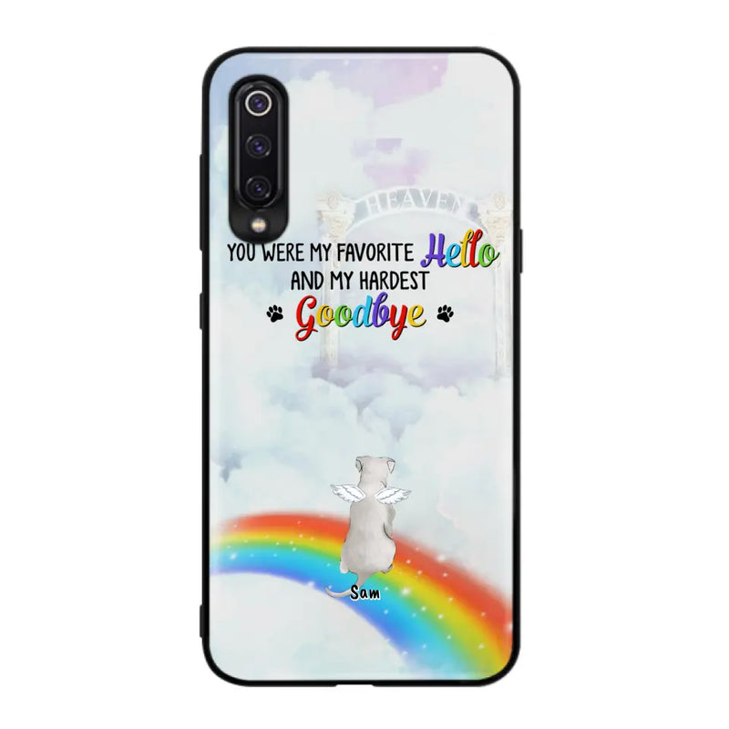 Personalized Memorial Pets At Rainbow Bridge Phone Case - Up to 5 Pets - Memorial Gift For Dog Lovers/Cat Lovers - You Were My Favorite Hello And My Hardest Goodbye - For Xiaomi, Oppo And Huawei Phone Case