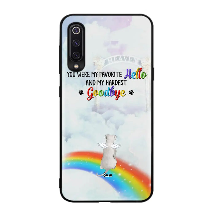 Custom Personalized Memorial Pets At Rainbow Bridge Phone Case - Upto 5 Pets - Memorial Gift For Dog Lovers/Cat Lovers - You Were My Favorite Hello And My Hardest Goodbye - For Xiaomi, Oppo And Huawei Phone Case