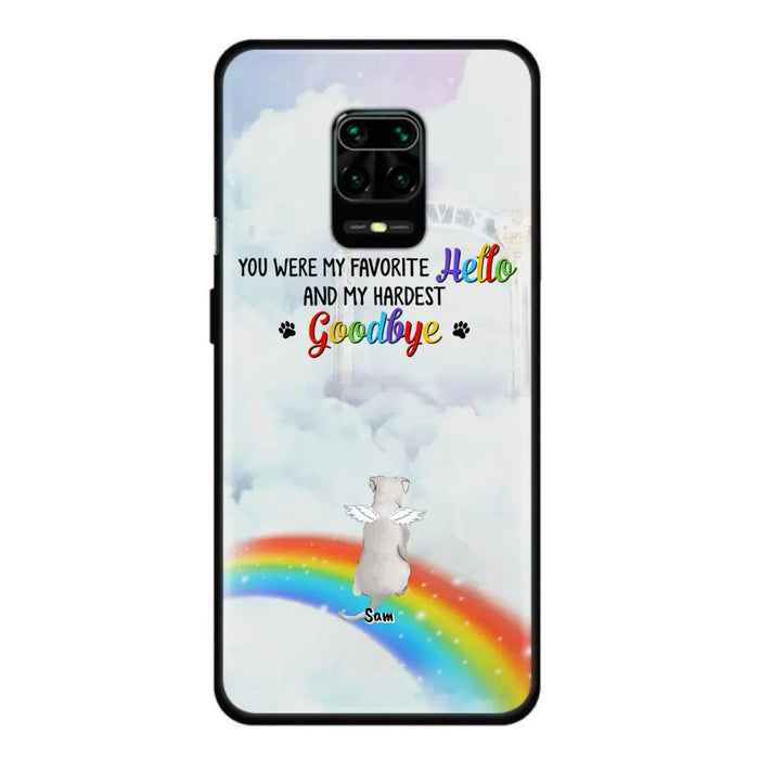 Custom Personalized Memorial Pets At Rainbow Bridge Phone Case - Upto 5 Pets - Memorial Gift For Dog Lovers/Cat Lovers - You Were My Favorite Hello And My Hardest Goodbye - For Xiaomi, Oppo And Huawei Phone Case