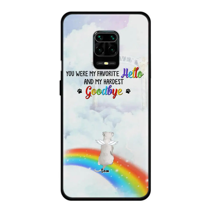 Custom Personalized Memorial Pets At Rainbow Bridge Phone Case - Upto 5 Pets - Memorial Gift For Dog Lovers/Cat Lovers - You Were My Favorite Hello And My Hardest Goodbye - For Xiaomi, Oppo And Huawei Phone Case