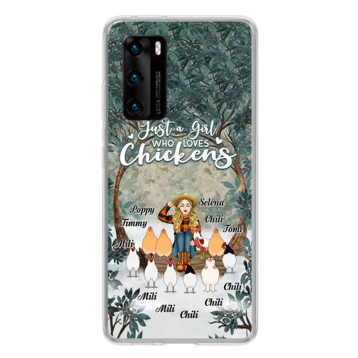 Custom Personalized Just A Girl Who Loves Chickens Phone Case - Girl With Upto 10 Chickens - Case For Xiaomi, Oppo And Huawei