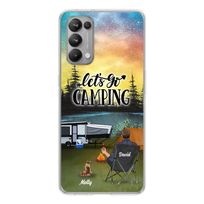 Custom Personalized Night Camping Phone Case - Solo/ Couple With Upto 6 Pets - Gift For Camping Lover - Let's Go Camping - Case For Xiaomi, Oppo And Huawei