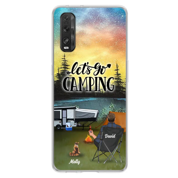 Custom Personalized Night Camping Phone Case - Solo/ Couple With Upto 6 Pets - Gift For Camping Lover - Let's Go Camping - Case For Xiaomi, Oppo And Huawei