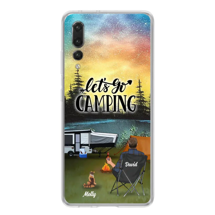 Custom Personalized Night Camping Phone Case - Solo/ Couple With Upto 6 Pets - Gift For Camping Lover - Let's Go Camping - Case For Xiaomi, Oppo And Huawei