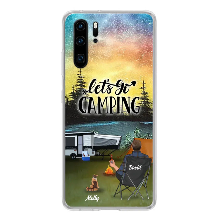 Custom Personalized Night Camping Phone Case - Solo/ Couple With Upto 6 Pets - Gift For Camping Lover - Let's Go Camping - Case For Xiaomi, Oppo And Huawei