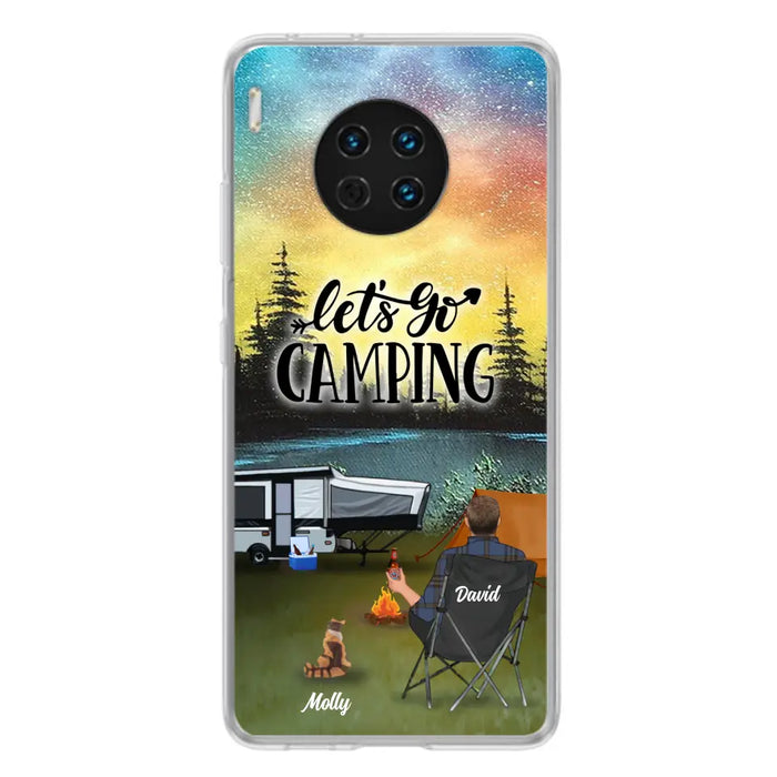 Custom Personalized Night Camping Phone Case - Solo/ Couple With Upto 6 Pets - Gift For Camping Lover - Let's Go Camping - Case For Xiaomi, Oppo And Huawei