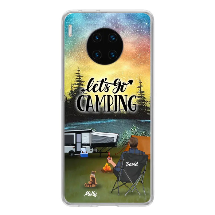 Custom Personalized Night Camping Phone Case - Solo/ Couple With Upto 6 Pets - Gift For Camping Lover - Let's Go Camping - Case For Xiaomi, Oppo And Huawei