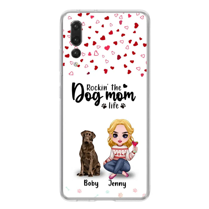 Custom Personalized Dog Mom Front Phone Case - Upto 5 Dogs - Gift Idea For Dog Lover - Rockin' The Dog Mom Life - Case For Xiaomi, Oppo And Huawei