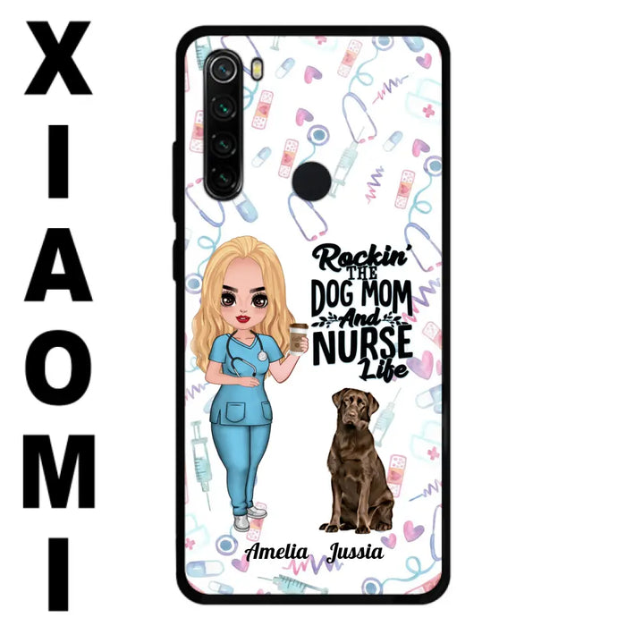 Custom Personalized Nurse Dog Mom Phone Case - Upto 5 Dogs - Gift Idea For Dog Lover - Rockin' The Dog Mom And Nurse Life - Case For Xiaomi, Oppo And Huawei