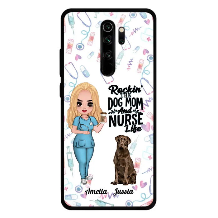 Custom Personalized Nurse Dog Mom Phone Case - Upto 5 Dogs - Gift Idea For Dog Lover - Rockin' The Dog Mom And Nurse Life - Case For Xiaomi, Oppo And Huawei