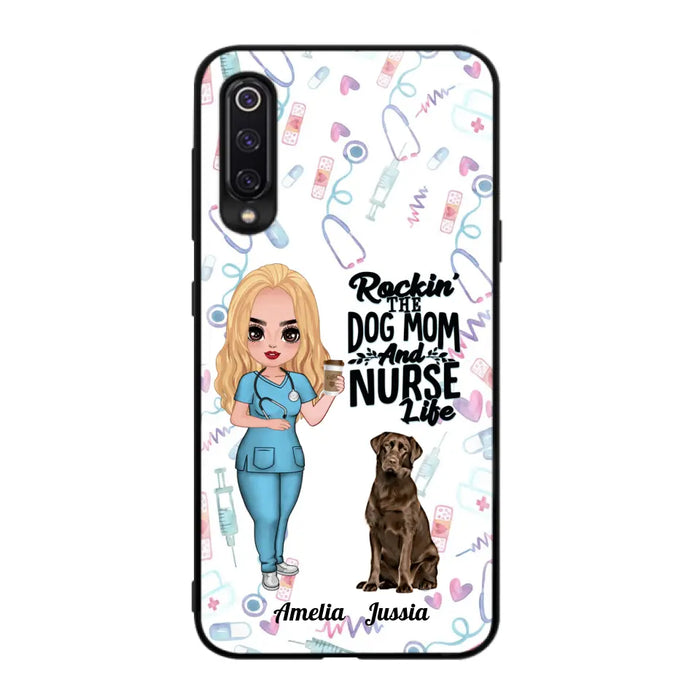 Custom Personalized Nurse Dog Mom Phone Case - Upto 5 Dogs - Gift Idea For Dog Lover - Rockin' The Dog Mom And Nurse Life - Case For Xiaomi, Oppo And Huawei