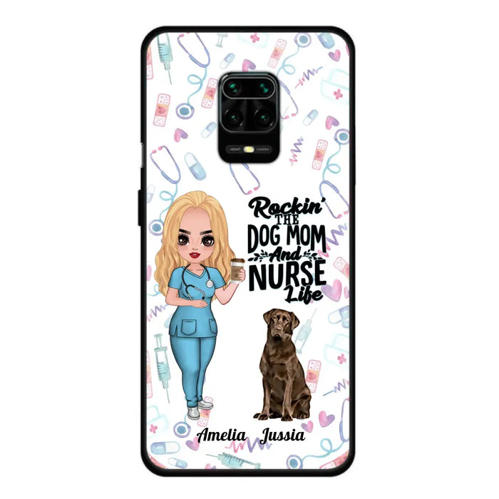 Custom Personalized Nurse Dog Mom Phone Case - Upto 5 Dogs - Gift Idea For Dog Lover - Rockin' The Dog Mom And Nurse Life - Case For Xiaomi, Oppo And Huawei