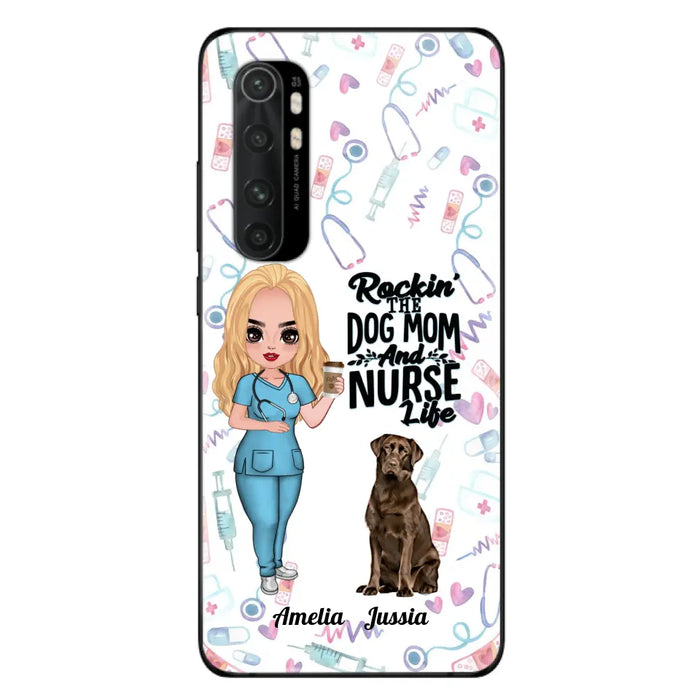 Custom Personalized Nurse Dog Mom Phone Case - Upto 5 Dogs - Gift Idea For Dog Lover - Rockin' The Dog Mom And Nurse Life - Case For Xiaomi, Oppo And Huawei