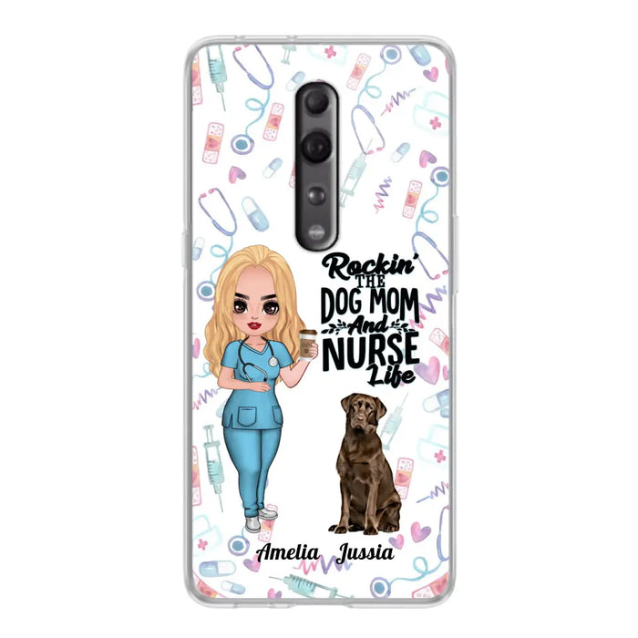 Custom Personalized Nurse Dog Mom Phone Case - Upto 5 Dogs - Gift Idea For Dog Lover - Rockin' The Dog Mom And Nurse Life - Case For Xiaomi, Oppo And Huawei