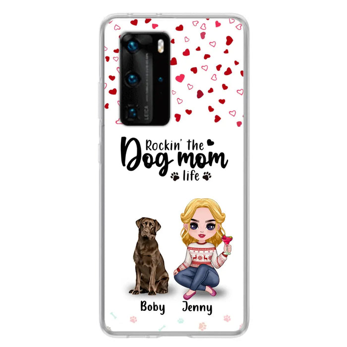 Custom Personalized Dog Mom Front Phone Case - Upto 5 Dogs - Gift Idea For Dog Lover - Rockin' The Dog Mom Life - Case For Xiaomi, Oppo And Huawei