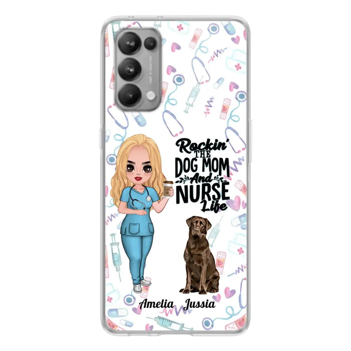 Custom Personalized Nurse Dog Mom Phone Case - Upto 5 Dogs - Gift Idea For Dog Lover - Rockin' The Dog Mom And Nurse Life - Case For Xiaomi, Oppo And Huawei