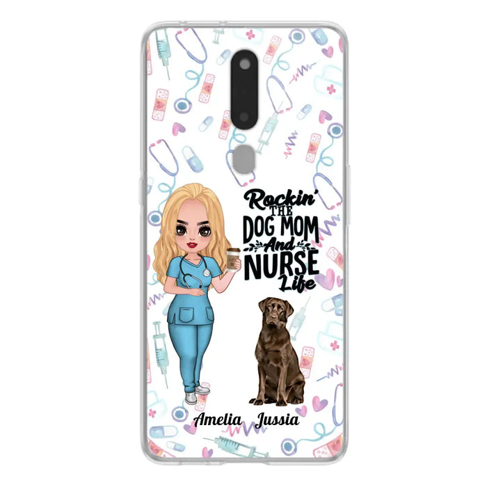 Custom Personalized Nurse Dog Mom Phone Case - Upto 5 Dogs - Gift Idea For Dog Lover - Rockin' The Dog Mom And Nurse Life - Case For Xiaomi, Oppo And Huawei