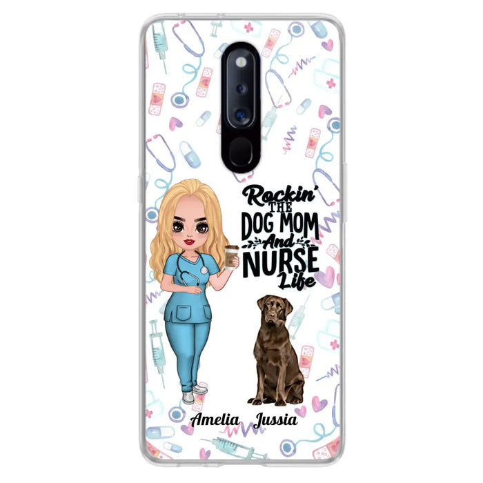 Custom Personalized Nurse Dog Mom Phone Case - Upto 5 Dogs - Gift Idea For Dog Lover - Rockin' The Dog Mom And Nurse Life - Case For Xiaomi, Oppo And Huawei