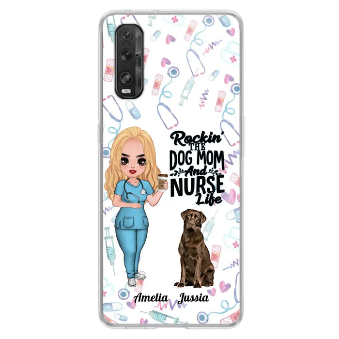 Custom Personalized Nurse Dog Mom Phone Case - Upto 5 Dogs - Gift Idea For Dog Lover - Rockin' The Dog Mom And Nurse Life - Case For Xiaomi, Oppo And Huawei