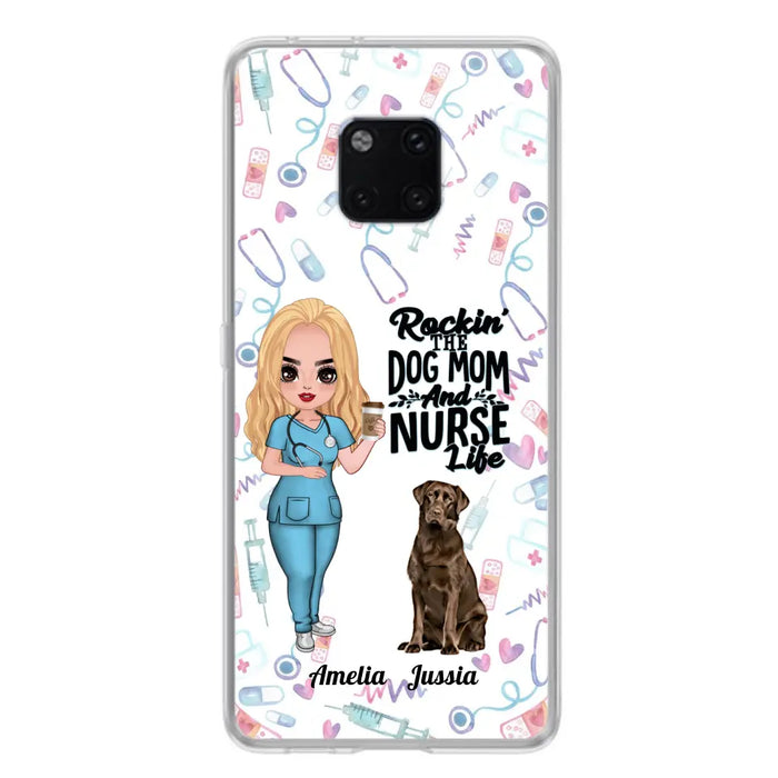 Custom Personalized Nurse Dog Mom Phone Case - Upto 5 Dogs - Gift Idea For Dog Lover - Rockin' The Dog Mom And Nurse Life - Case For Xiaomi, Oppo And Huawei