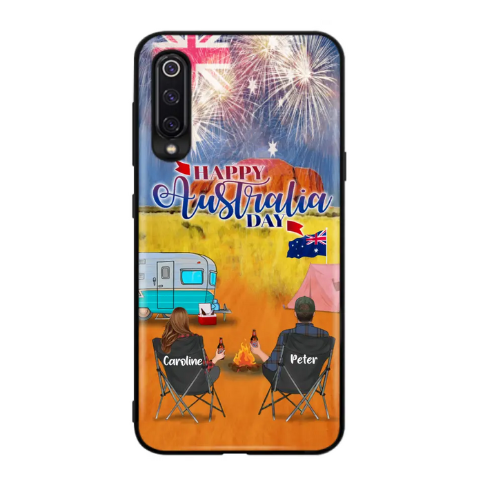 Custom Personalized Camping Happy Australia Day Phone Case - Couple/ Parents With Upto 2 Kids And 2 Pets - Gift Idea For Camping Lover - Case For Xiaomi, Oppo And Huawei