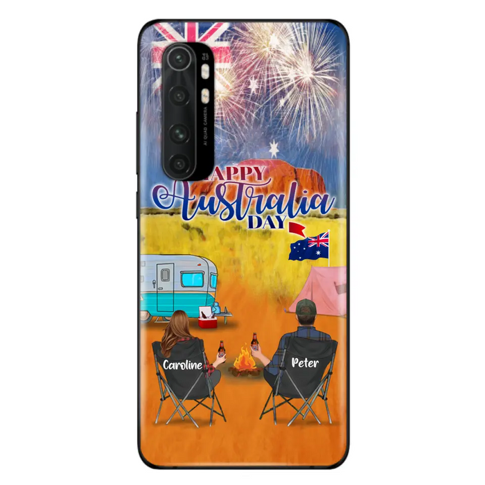 Custom Personalized Camping Happy Australia Day Phone Case - Couple/ Parents With Upto 2 Kids And 2 Pets - Gift Idea For Camping Lover - Case For Xiaomi, Oppo And Huawei