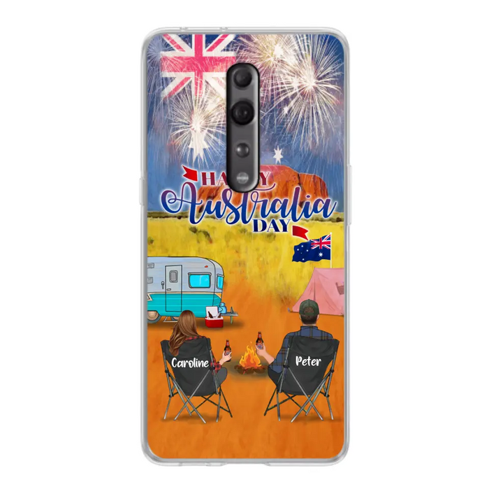 Custom Personalized Camping Happy Australia Day Phone Case - Couple/ Parents With Upto 2 Kids And 2 Pets - Gift Idea For Camping Lover - Case For Xiaomi, Oppo And Huawei