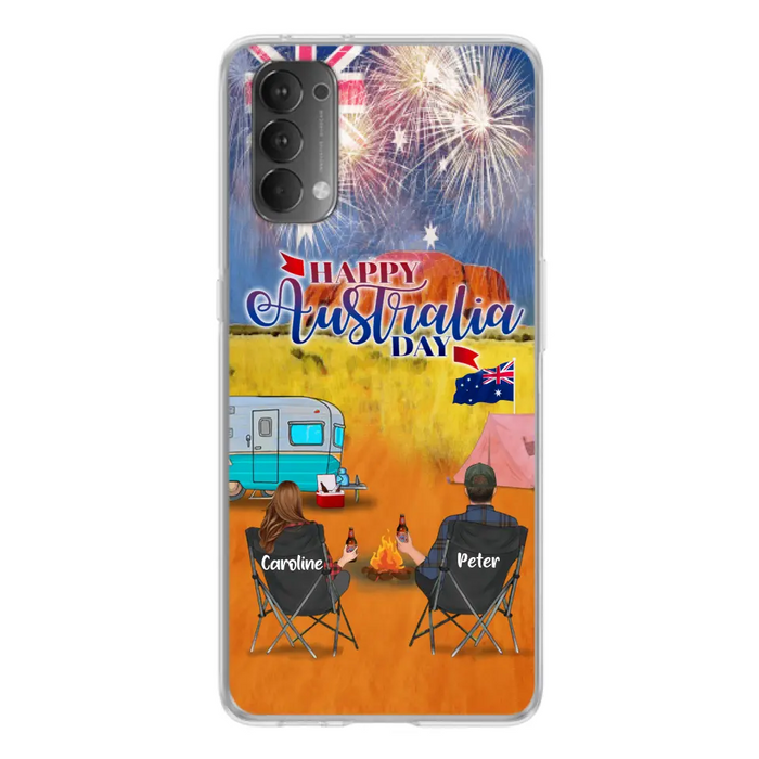 Custom Personalized Camping Happy Australia Day Phone Case - Couple/ Parents With Upto 2 Kids And 2 Pets - Gift Idea For Camping Lover - Case For Xiaomi, Oppo And Huawei