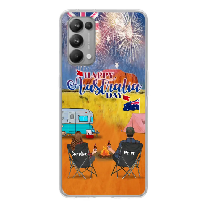 Custom Personalized Camping Happy Australia Day Phone Case - Couple/ Parents With Upto 2 Kids And 2 Pets - Gift Idea For Camping Lover - Case For Xiaomi, Oppo And Huawei