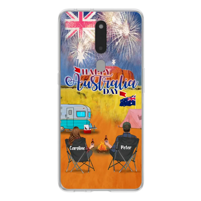 Custom Personalized Camping Happy Australia Day Phone Case - Couple/ Parents With Upto 2 Kids And 2 Pets - Gift Idea For Camping Lover - Case For Xiaomi, Oppo And Huawei