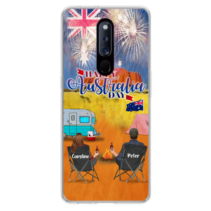 Custom Personalized Camping Happy Australia Day Phone Case - Couple/ Parents With Upto 2 Kids And 2 Pets - Gift Idea For Camping Lover - Case For Xiaomi, Oppo And Huawei