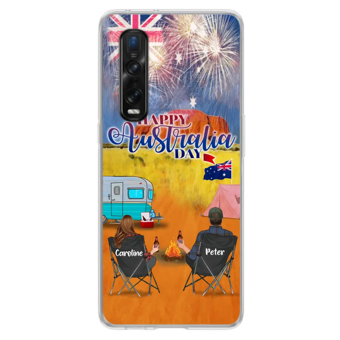 Custom Personalized Camping Happy Australia Day Phone Case - Couple/ Parents With Upto 2 Kids And 2 Pets - Gift Idea For Camping Lover - Case For Xiaomi, Oppo And Huawei