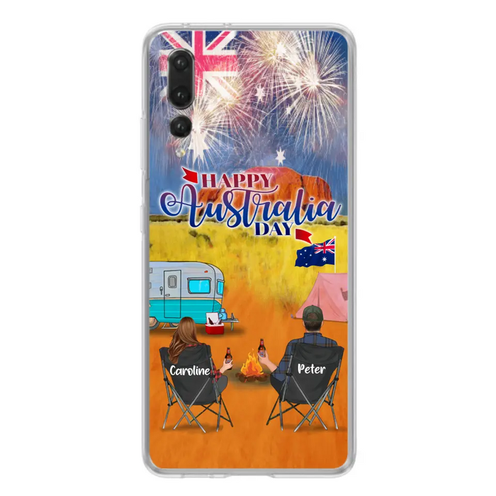 Custom Personalized Camping Happy Australia Day Phone Case - Couple/ Parents With Upto 2 Kids And 2 Pets - Gift Idea For Camping Lover - Case For Xiaomi, Oppo And Huawei