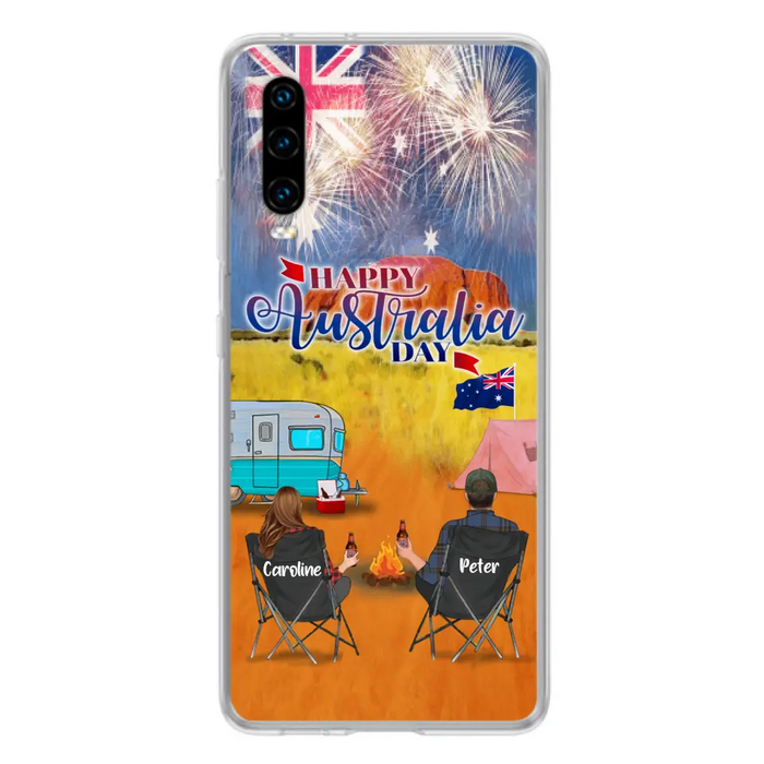 Custom Personalized Camping Happy Australia Day Phone Case - Couple/ Parents With Upto 2 Kids And 2 Pets - Gift Idea For Camping Lover - Case For Xiaomi, Oppo And Huawei