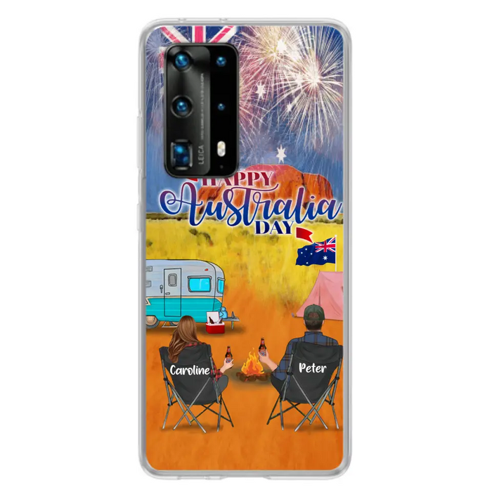 Custom Personalized Camping Happy Australia Day Phone Case - Couple/ Parents With Upto 2 Kids And 2 Pets - Gift Idea For Camping Lover - Case For Xiaomi, Oppo And Huawei